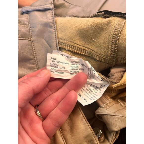 Black Tape Faux Leather Straight Leg Pants Taupe Small - Picture 7 of 12